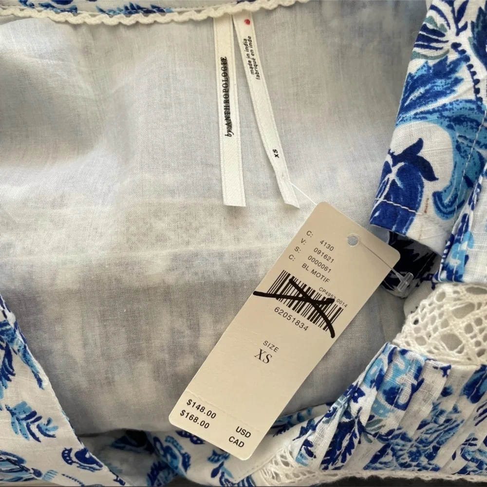 Anthropologie Short Sleeve Button Front Tiered Dress Size XS NWT